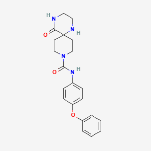 molecular formula C21H24N4O3 B5492571 5-oxo-N-(4-phenoxyphenyl)-1,4,9-triazaspiro[5.5]undecane-9-carboxamide 