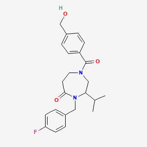 molecular formula C23H27FN2O3 B5492584 4-(4-fluorobenzyl)-1-[4-(hydroxymethyl)benzoyl]-3-isopropyl-1,4-diazepan-5-one 