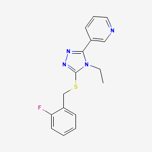 molecular formula C16H15FN4S B5492588 3-{4-ethyl-5-[(2-fluorobenzyl)thio]-4H-1,2,4-triazol-3-yl}pyridine 