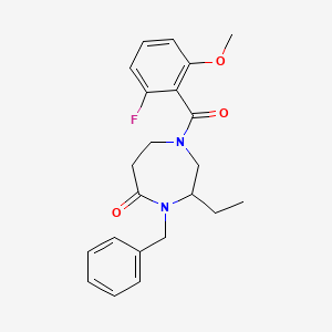 4-benzyl-3-ethyl-1-(2-fluoro-6-methoxybenzoyl)-1,4-diazepan-5-one
