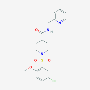 molecular formula C19H22ClN3O4S B5492628 1-[(5-chloro-2-methoxyphenyl)sulfonyl]-N-(2-pyridinylmethyl)-4-piperidinecarboxamide 