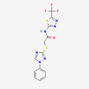molecular formula C13H9F3N6OS2 B5492663 2-[(1-phenyl-1H-1,2,4-triazol-3-yl)thio]-N-[5-(trifluoromethyl)-1,3,4-thiadiazol-2-yl]acetamide 