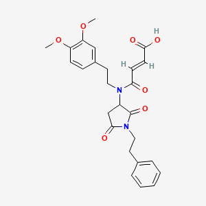 molecular formula C26H28N2O7 B5492681 4-{[2-(3,4-dimethoxyphenyl)ethyl][2,5-dioxo-1-(2-phenylethyl)-3-pyrrolidinyl]amino}-4-oxo-2-butenoic acid 