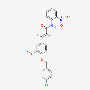 molecular formula C23H19ClN2O5 B5492705 3-{4-[(4-chlorobenzyl)oxy]-3-methoxyphenyl}-N-(2-nitrophenyl)acrylamide 