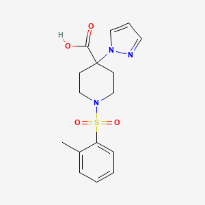 molecular formula C16H19N3O4S B5492713 1-[(2-methylphenyl)sulfonyl]-4-(1H-pyrazol-1-yl)piperidine-4-carboxylic acid 