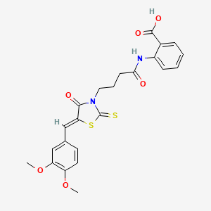 molecular formula C23H22N2O6S2 B5492753 2-({4-[5-(3,4-dimethoxybenzylidene)-4-oxo-2-thioxo-1,3-thiazolidin-3-yl]butanoyl}amino)benzoic acid 