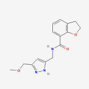 molecular formula C15H17N3O3 B5492759 N-{[5-(methoxymethyl)-1H-pyrazol-3-yl]methyl}-2,3-dihydro-1-benzofuran-7-carboxamide 