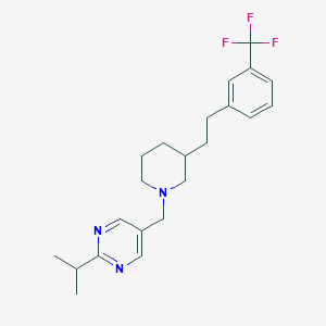 molecular formula C22H28F3N3 B5492794 2-isopropyl-5-[(3-{2-[3-(trifluoromethyl)phenyl]ethyl}-1-piperidinyl)methyl]pyrimidine 