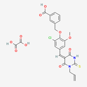 molecular formula C25H21ClN2O10S B5492813 3-({4-[(1-allyl-4,6-dioxo-2-thioxotetrahydro-5(2H)-pyrimidinylidene)methyl]-2-chloro-6-methoxyphenoxy}methyl)benzoic acid oxalate 