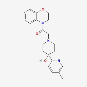 molecular formula C21H25N3O3 B5492869 1-[2-(2,3-dihydro-4H-1,4-benzoxazin-4-yl)-2-oxoethyl]-4-(5-methylpyridin-2-yl)piperidin-4-ol 