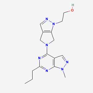 molecular formula C16H21N7O B5492886 2-[5-(1-methyl-6-propyl-1H-pyrazolo[3,4-d]pyrimidin-4-yl)-5,6-dihydropyrrolo[3,4-c]pyrazol-1(4H)-yl]ethanol 