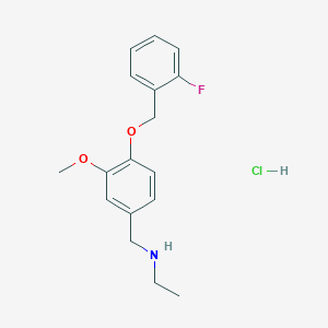 molecular formula C17H21ClFNO2 B5492890 N-{4-[(2-fluorobenzyl)oxy]-3-methoxybenzyl}ethanamine hydrochloride 