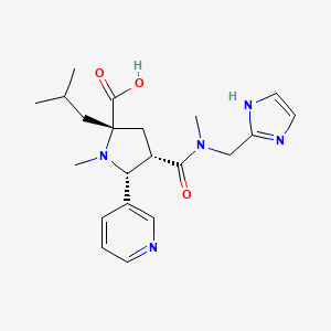 molecular formula C21H29N5O3 B5492898 (2S*,4S*,5R*)-4-{[(1H-imidazol-2-ylmethyl)(methyl)amino]carbonyl}-2-isobutyl-1-methyl-5-pyridin-3-ylpyrrolidine-2-carboxylic acid 