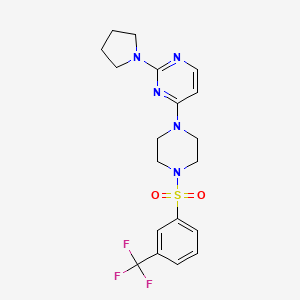 molecular formula C19H22F3N5O2S B5492940 2-(1-pyrrolidinyl)-4-(4-{[3-(trifluoromethyl)phenyl]sulfonyl}-1-piperazinyl)pyrimidine 