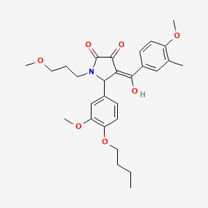 molecular formula C28H35NO7 B5492950 5-(4-butoxy-3-methoxyphenyl)-3-hydroxy-4-(4-methoxy-3-methylbenzoyl)-1-(3-methoxypropyl)-1,5-dihydro-2H-pyrrol-2-one 