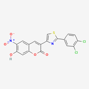 molecular formula C18H8Cl2N2O5S B5492960 3-[2-(3,4-dichlorophenyl)-1,3-thiazol-4-yl]-7-hydroxy-6-nitro-2H-chromen-2-one 