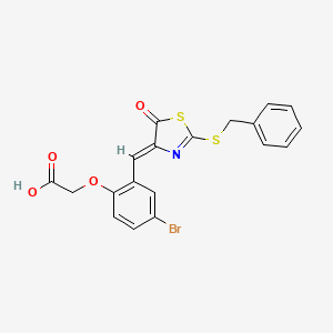 molecular formula C19H14BrNO4S2 B5493040 (2-{[2-(benzylthio)-5-oxo-1,3-thiazol-4(5H)-ylidene]methyl}-4-bromophenoxy)acetic acid 