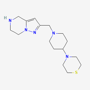 molecular formula C16H27N5S B5493044 2-{[4-(4-thiomorpholinyl)-1-piperidinyl]methyl}-4,5,6,7-tetrahydropyrazolo[1,5-a]pyrazine dihydrochloride 