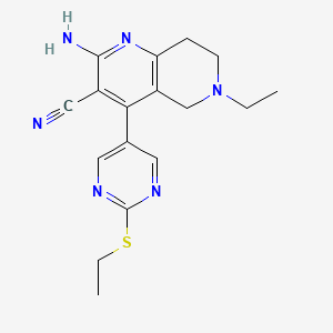 molecular formula C17H20N6S B5493050 2-amino-6-ethyl-4-[2-(ethylthio)pyrimidin-5-yl]-5,6,7,8-tetrahydro-1,6-naphthyridine-3-carbonitrile 