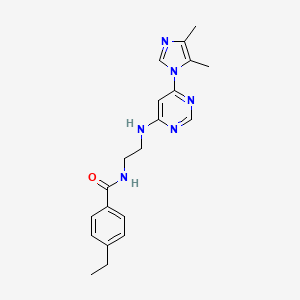 molecular formula C20H24N6O B5493092 N-(2-{[6-(4,5-dimethyl-1H-imidazol-1-yl)-4-pyrimidinyl]amino}ethyl)-4-ethylbenzamide 
