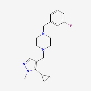 molecular formula C19H25FN4 B5493144 1-[(5-cyclopropyl-1-methyl-1H-pyrazol-4-yl)methyl]-4-(3-fluorobenzyl)piperazine 