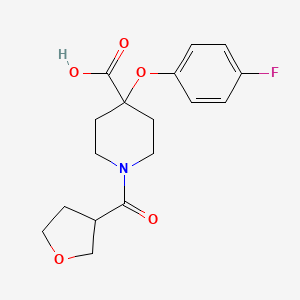 molecular formula C17H20FNO5 B5493152 4-(4-fluorophenoxy)-1-(tetrahydrofuran-3-ylcarbonyl)piperidine-4-carboxylic acid 