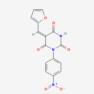 molecular formula C15H9N3O6 B5493201 5-(2-furylmethylene)-1-(4-nitrophenyl)-2,4,6(1H,3H,5H)-pyrimidinetrione 
