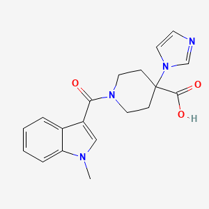 molecular formula C19H20N4O3 B5493259 4-(1H-imidazol-1-yl)-1-[(1-methyl-1H-indol-3-yl)carbonyl]piperidine-4-carboxylic acid 
