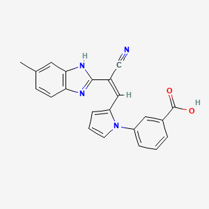 molecular formula C22H16N4O2 B5493298 3-{2-[2-cyano-2-(5-methyl-1H-benzimidazol-2-yl)vinyl]-1H-pyrrol-1-yl}benzoic acid 