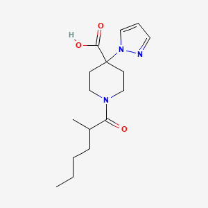 molecular formula C16H25N3O3 B5493313 1-(2-methylhexanoyl)-4-(1H-pyrazol-1-yl)piperidine-4-carboxylic acid 