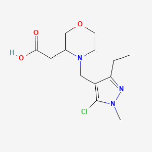 molecular formula C13H20ClN3O3 B5493361 {4-[(5-chloro-3-ethyl-1-methyl-1H-pyrazol-4-yl)methyl]-3-morpholinyl}acetic acid 