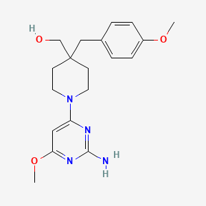 molecular formula C19H26N4O3 B5493394 [1-(2-amino-6-methoxypyrimidin-4-yl)-4-(4-methoxybenzyl)piperidin-4-yl]methanol 