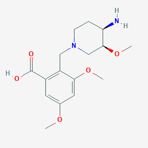 molecular formula C16H24N2O5 B5493401 2-{[(3S*,4R*)-4-amino-3-methoxypiperidin-1-yl]methyl}-3,5-dimethoxybenzoic acid 