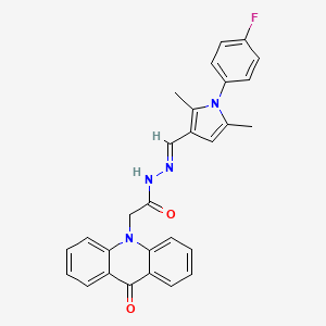 molecular formula C28H23FN4O2 B5493457 N'-{[1-(4-fluorophenyl)-2,5-dimethyl-1H-pyrrol-3-yl]methylene}-2-(9-oxo-10(9H)-acridinyl)acetohydrazide 