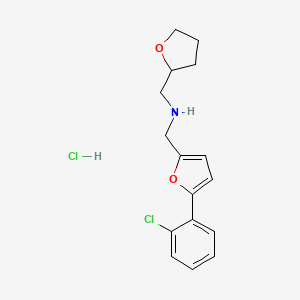 molecular formula C16H19Cl2NO2 B5493492 {[5-(2-chlorophenyl)-2-furyl]methyl}(tetrahydro-2-furanylmethyl)amine hydrochloride 