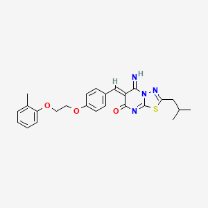 molecular formula C25H26N4O3S B5493533 5-imino-2-isobutyl-6-{4-[2-(2-methylphenoxy)ethoxy]benzylidene}-5,6-dihydro-7H-[1,3,4]thiadiazolo[3,2-a]pyrimidin-7-one 