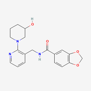 molecular formula C19H21N3O4 B5493540 N-{[2-(3-hydroxypiperidin-1-yl)pyridin-3-yl]methyl}-1,3-benzodioxole-5-carboxamide 