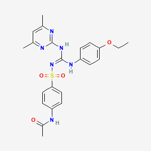 molecular formula C23H26N6O4S B5493545 N-{4-[({[(4,6-dimethyl-2-pyrimidinyl)amino][(4-ethoxyphenyl)amino]methylene}amino)sulfonyl]phenyl}acetamide 