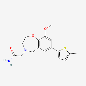 molecular formula C17H20N2O3S B5493559 2-[9-methoxy-7-(5-methyl-2-thienyl)-2,3-dihydro-1,4-benzoxazepin-4(5H)-yl]acetamide 