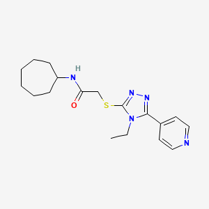 molecular formula C18H25N5OS B5493569 N-cycloheptyl-2-{[4-ethyl-5-(4-pyridinyl)-4H-1,2,4-triazol-3-yl]thio}acetamide 