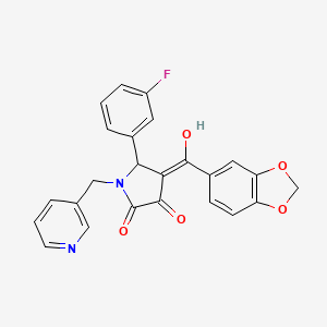 molecular formula C24H17FN2O5 B5493602 4-(1,3-benzodioxol-5-ylcarbonyl)-5-(3-fluorophenyl)-3-hydroxy-1-(3-pyridinylmethyl)-1,5-dihydro-2H-pyrrol-2-one 