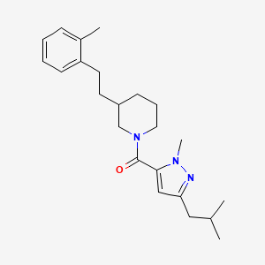 molecular formula C23H33N3O B5493606 1-[(3-isobutyl-1-methyl-1H-pyrazol-5-yl)carbonyl]-3-[2-(2-methylphenyl)ethyl]piperidine 