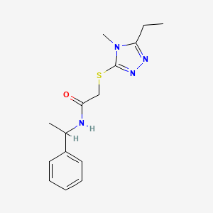 molecular formula C15H20N4OS B5493623 2-[(5-ethyl-4-methyl-4H-1,2,4-triazol-3-yl)thio]-N-(1-phenylethyl)acetamide 