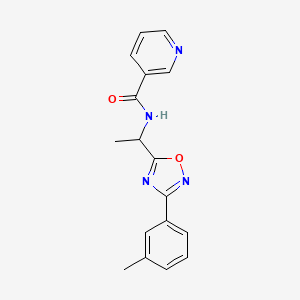 molecular formula C17H16N4O2 B5493655 N-{1-[3-(3-methylphenyl)-1,2,4-oxadiazol-5-yl]ethyl}nicotinamide 