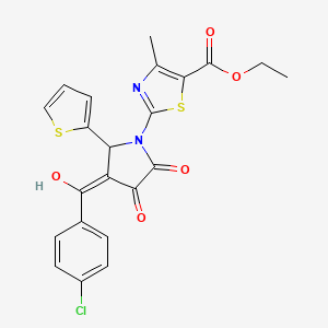 molecular formula C22H17ClN2O5S2 B5493699 ethyl 2-[3-(4-chlorobenzoyl)-4-hydroxy-5-oxo-2-(2-thienyl)-2,5-dihydro-1H-pyrrol-1-yl]-4-methyl-1,3-thiazole-5-carboxylate 