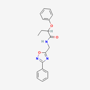 molecular formula C19H19N3O3 B5493726 2-phenoxy-N-[(3-phenyl-1,2,4-oxadiazol-5-yl)methyl]butanamide 