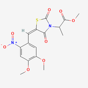 molecular formula C16H16N2O8S B5493742 methyl 2-[5-(4,5-dimethoxy-2-nitrobenzylidene)-2,4-dioxo-1,3-thiazolidin-3-yl]propanoate 