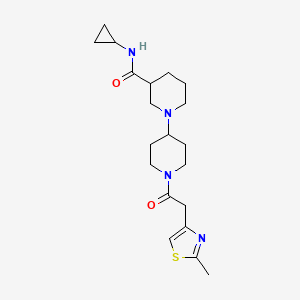 molecular formula C20H30N4O2S B5493747 N-cyclopropyl-1'-[(2-methyl-1,3-thiazol-4-yl)acetyl]-1,4'-bipiperidine-3-carboxamide 