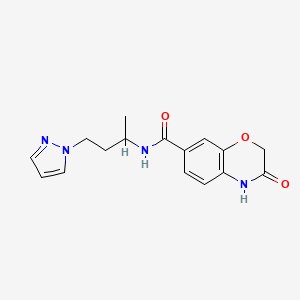 molecular formula C16H18N4O3 B5493757 N-[1-methyl-3-(1H-pyrazol-1-yl)propyl]-3-oxo-3,4-dihydro-2H-1,4-benzoxazine-7-carboxamide 