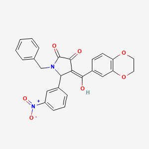 molecular formula C26H20N2O7 B5493768 1-benzyl-4-(2,3-dihydro-1,4-benzodioxin-6-ylcarbonyl)-3-hydroxy-5-(3-nitrophenyl)-1,5-dihydro-2H-pyrrol-2-one 